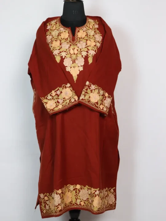 Rifqat Kashmiri Pheran in Cashmilon Wool with Aari Work