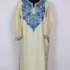 White Alamzeb Pheran with Aari Work in Cashmilon Wool