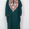 White Alamzeb Pheran with Aari Work in Cashmilon Wool