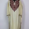 Cream Alamzeb Pheran in Cashmilon Wool with Aari Work