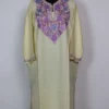 Cream Aari Embroidered Pheran in Cashmilon Wool