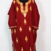 Maroon Kashmiri Loose Pheran in Cashmilon Wool with Booti Aari Embroidery