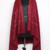 Maroon Cashmilon Wool Womens Nigeen Shawl with Hand Sozni Embroidery