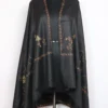 Black Cashmilon Wool Womens Nigeen Shawl with Hand Sozni Embroidery