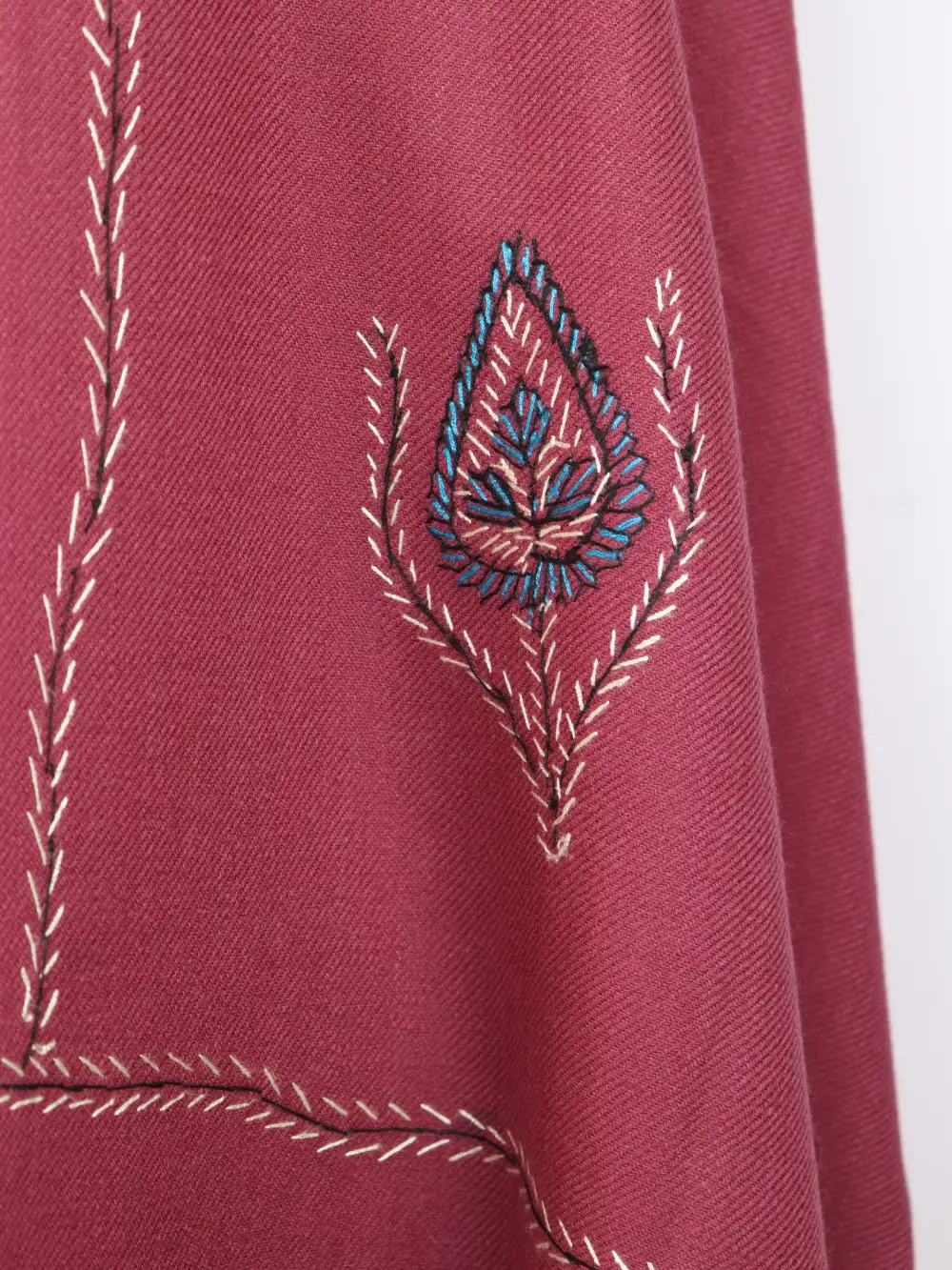 Magenta Hand Sozni Embroidery Womens Nigeen Shawl in Cashmilon Wool - Image 3