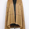 Hand Sozni Embroidery Womens Beige Nigeen Shawl in Cashmilon Wool