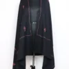 Black Hand Sozni Embroidery Womens Nigeen Shawl in Cashmilon Wool