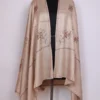 Beige Cashmilon Womens Nigeen Woolen Shawl in Cashmilon Wool with Hand Sozni Embroidery