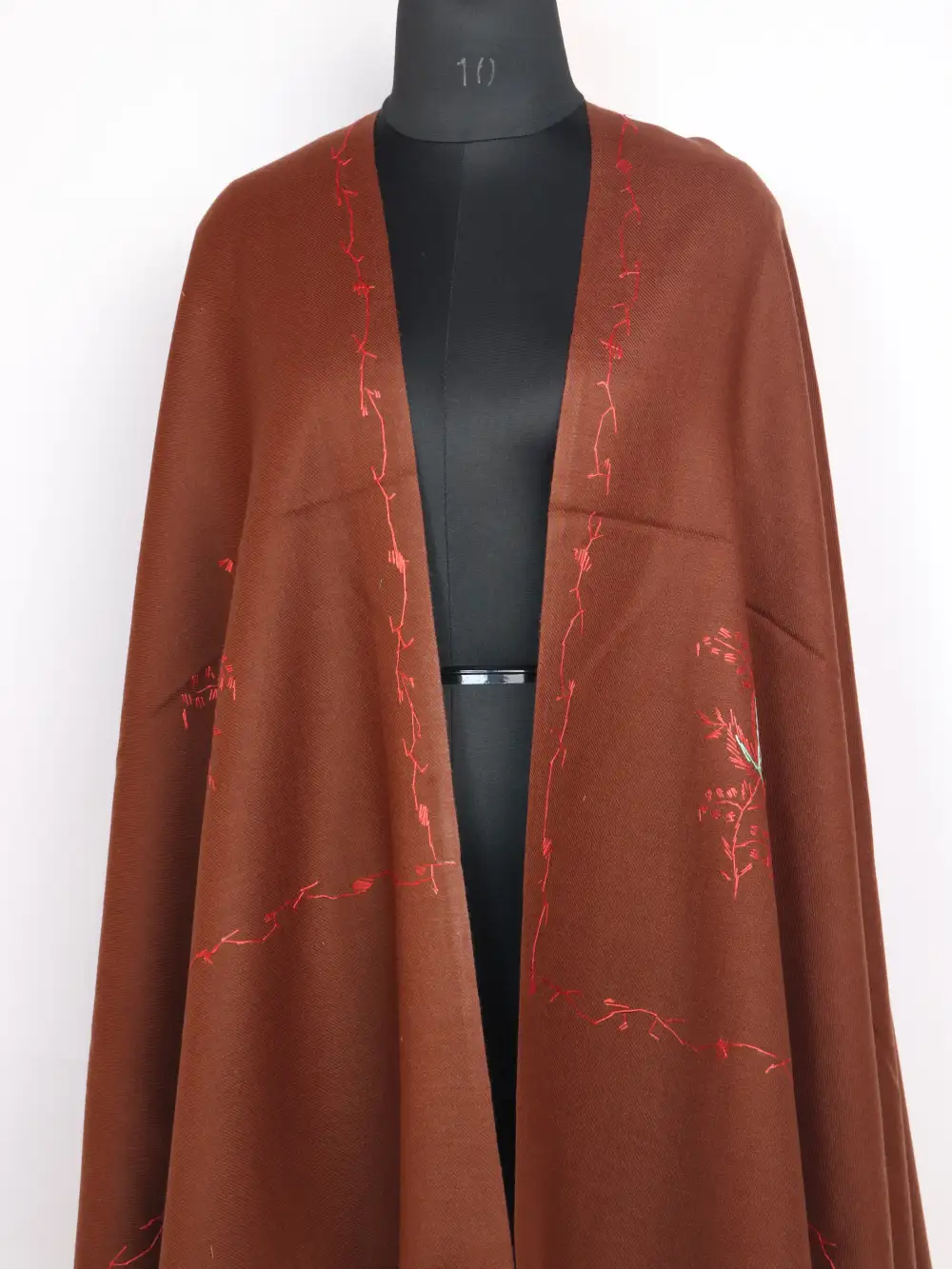 Brown Hand Sozni Embroidery Womens Taroob Shawl in Cashmilon Wool - Image 2
