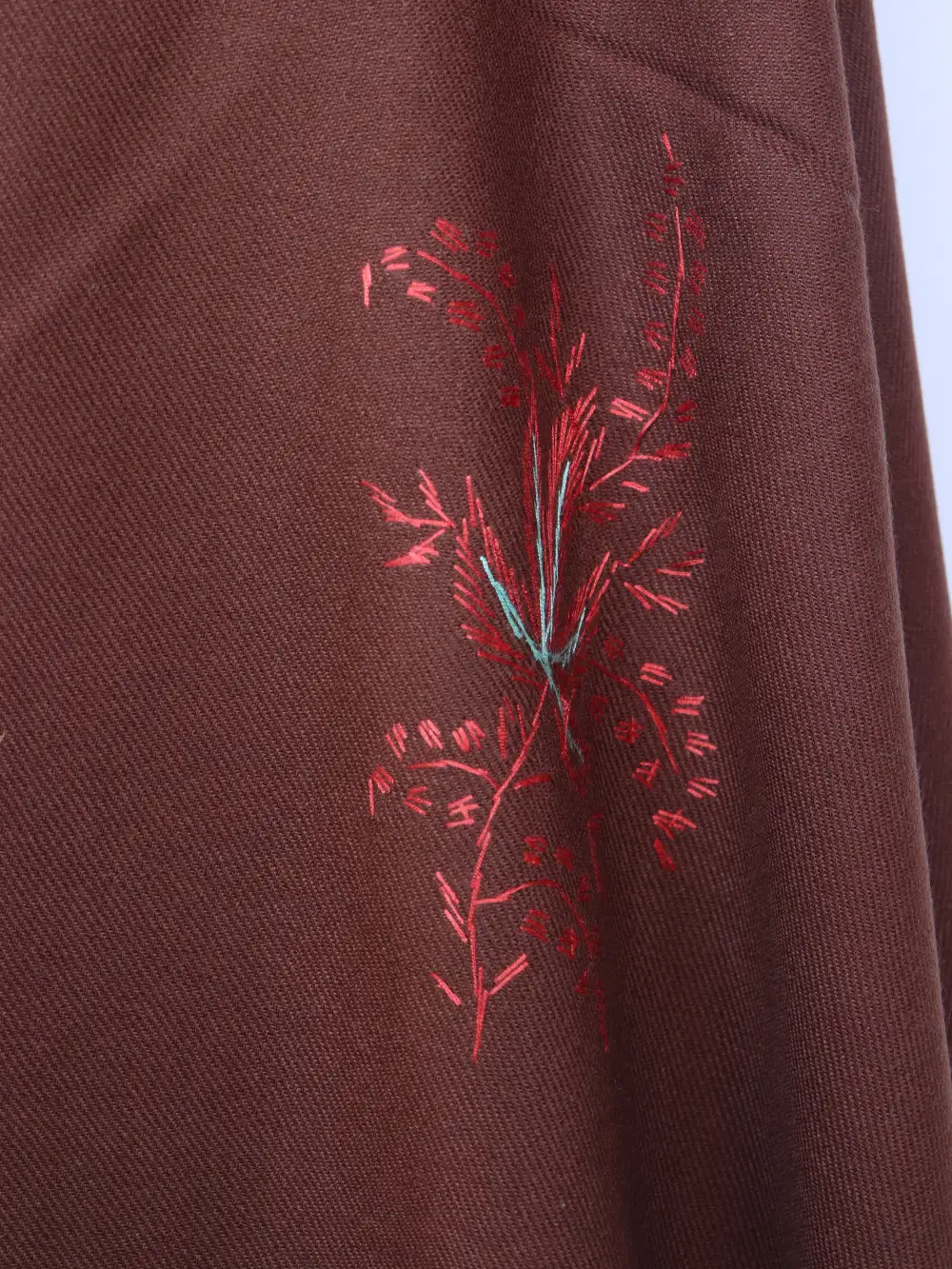 Brown Hand Sozni Embroidery Womens Taroob Shawl in Cashmilon Wool - Image 3