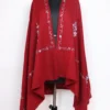 Maroon Hand Sozni Embroidery Womens Taroob Shawl in Cashmilon Wool