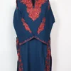 Cashmilon Wool Cyan Green Pheran with Aari Embroidered Side Jaal
