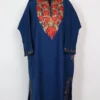 Heavy Daman Aari Embroidery Blue Pheran in Cashmilon Wool