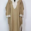Noorain Aari Embroidery Beige Pheran in Cashmilon Wool