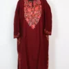 Maroon Loose Pheran Aari Embroidery in Cashmilon Wool