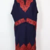 Dark Blue Heavy Daman Noorain Aari Embroidery Pheran in Cashmilon Wool