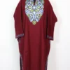 Maroon Loose Pheran in Cashmilon Wool with Badam Aari Work