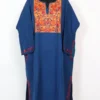 Loose Blue Pheran in Cashmilon Wool with Aari Work