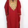 Cashmilon Wool Loose Maroon Pheran with Aari Work