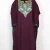 Aari Work Purple Loose Pheran in Cashmilon Wool