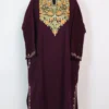 Purple Badam Aari Work Loose Pheran in Cashmilon Wool