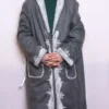 Grey Floor Length Long Tweed Gown | Robe Embroidered | Winter Wear