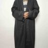 Kashmiri Black Men Gown Tweed | Plain Bathrobe for Winter