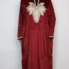 Gulbahar Maroon Loose Velvet Pheran with Zari Tilla Embroidery