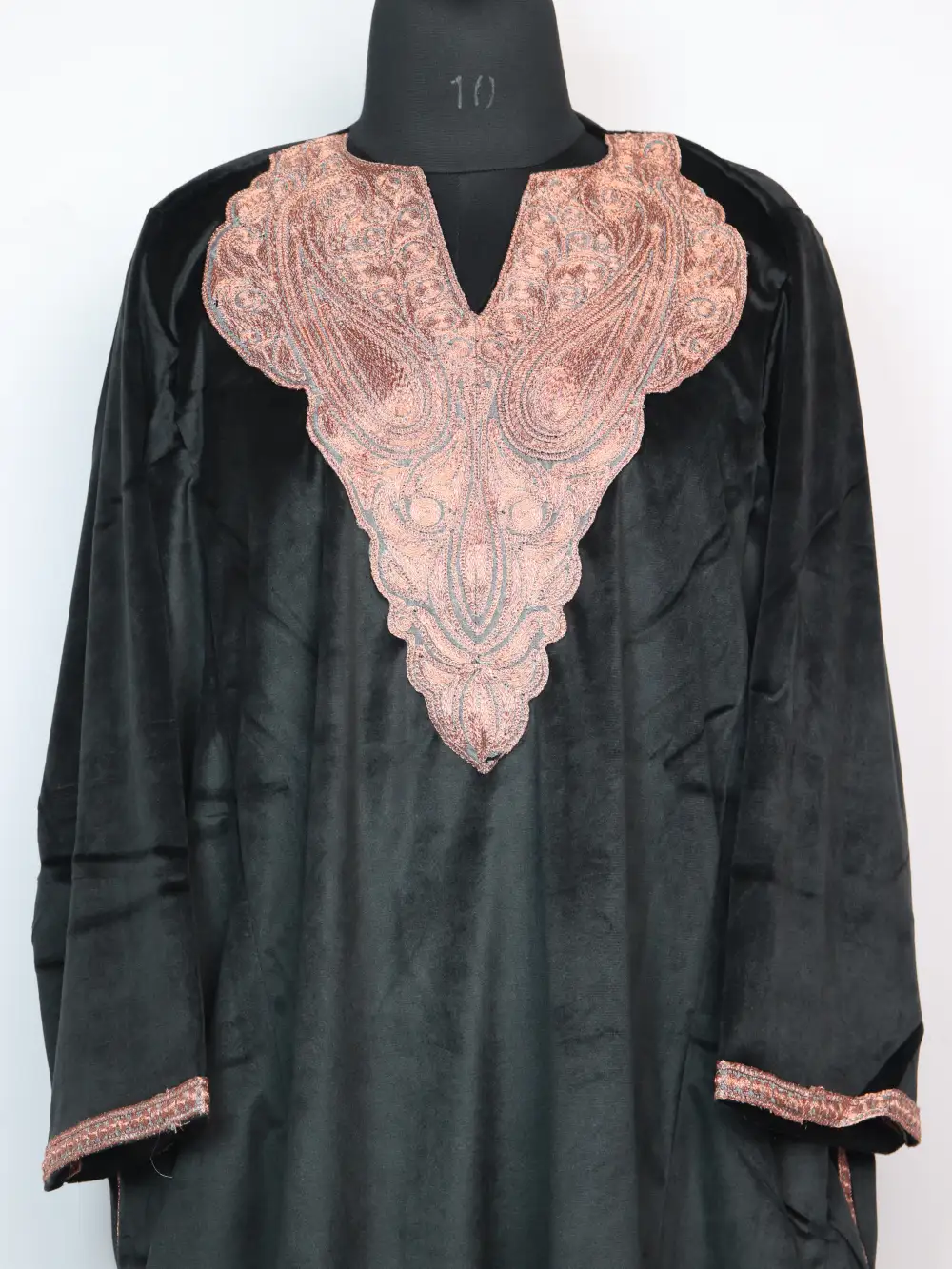 Black Loose Velvet Samina Pheran with Zari Tilla Embroidery - Image 2