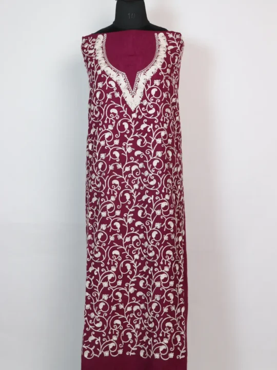 Zeenat 2pc Purple Suit in Crush Cotton Jaal Aari Work