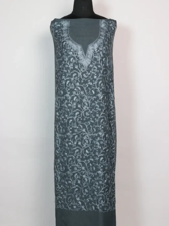 2pc Saira Suit in Grey Crush Cotton with Jaal Aari Work