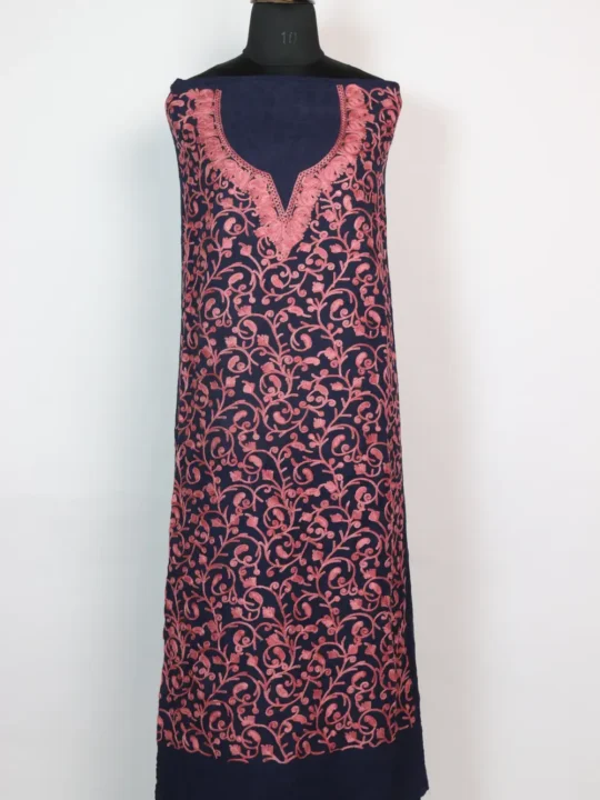 Anaya Indigo Blue Crush Cotton 2pc Suit with Jaal Aari Work