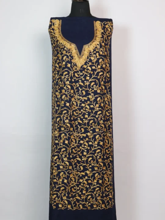 2pc Navy Blue Suit Mahira in Crush Cotton with Jaal Aari Work