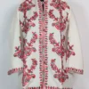 Aari Embroidery Short White Cashmilon Wool Coat Gulnar