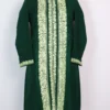 Long Green Cashmilon Wool Zunaira Coat with Aari Embroidery