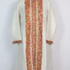 Mahira Aari Embroidered White Long Cashmilon Wool Coat Mahira