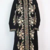 Mahira Long Cashmilon Wool Aari Work Black Coat