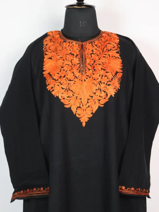 Mehnoor Black Cashmilon Wool Aari Work Pheran