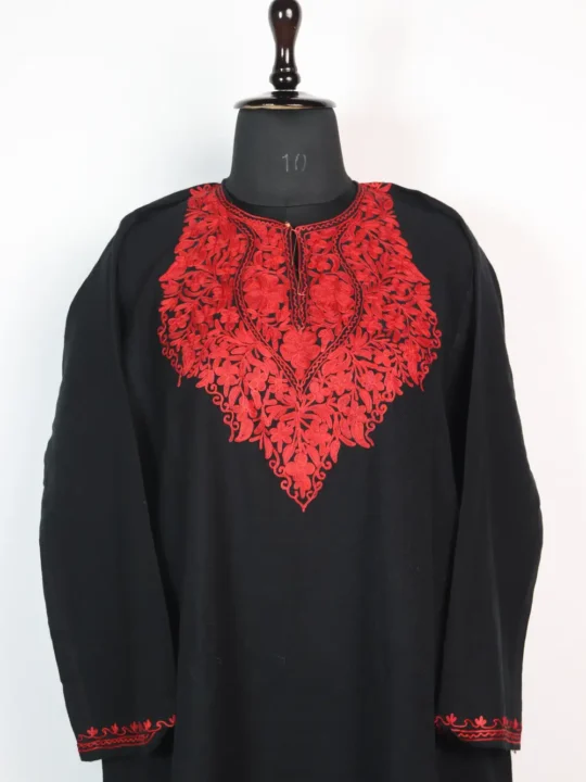 Aari Work Naaz Black Pheran in Cashmilon Wool