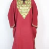 Dark Pink Gulnaz Cashmilon Wool Pheran with Aari Work