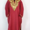 Mahira Cashmilon Wool Dark Pink Phiran with Aari Embroidery