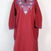 Fareen Dark Pink Pheran in Cashmilon Wool with Aari Work