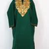 Mahjabeen Dark Green Cashmilon Wool Pheran with Aari Embroidery
