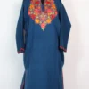 Rabia Teal Blue Pheran in Cashmilon Wool - Aari Work