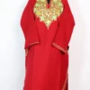 Aari Work Red Pheran Nawal in Cashmilon Wool