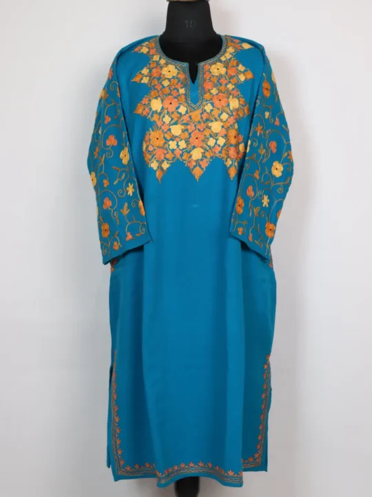Mahveen Pheran in Cashmilon with Jaal and Sleeve Aari Work