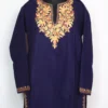 Dark Blue Farah Cashmilon Short Woolen Kurti with Pockets | Aari Embroidery