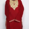 Qamarun Aari Work Red Short Kurti in Cashmilon Wool with Pockets