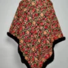 Nazia Aari Embroidery Black Jama Fur Poncho in Cashmilon Wool