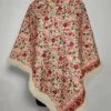 White Cashmilon Jama Fur Poncho with Aari Work